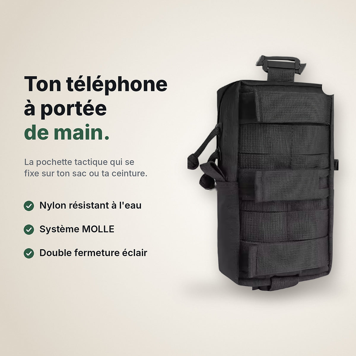 Pochette tactique MOLLE pour téléphone