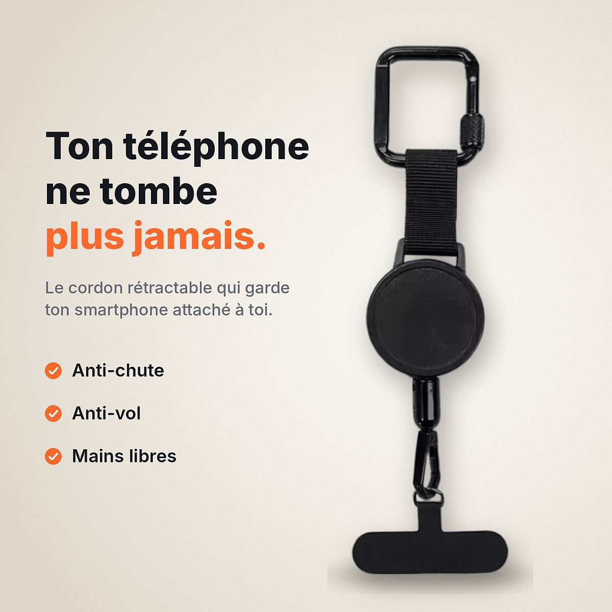 Cordon anti-chute rétractable pour téléphone
